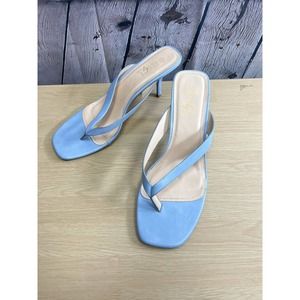 Rouge Womens Blue Kitten Heeled Thong Sandals Size 10